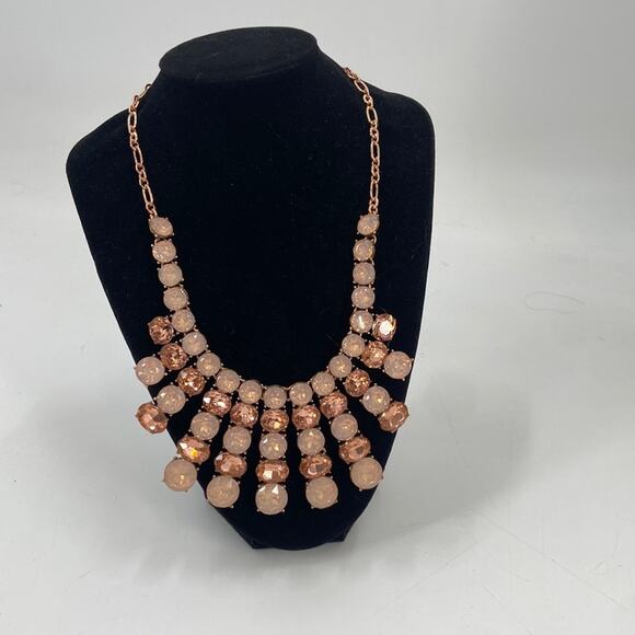 Charter Club rose gold pink Faux gemstone statement necklace - Picture 1 of 5